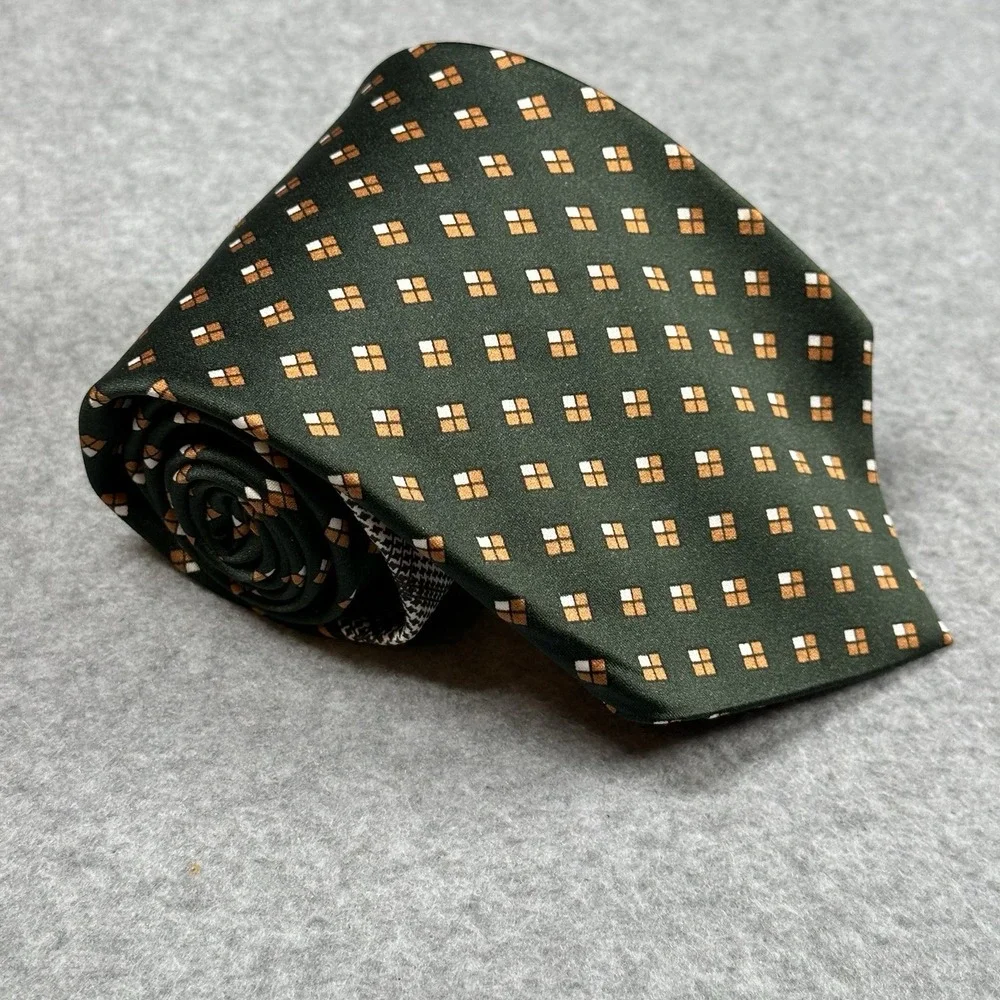 Vintage Carre Berkley Cravats Tie Green Orange Geometric 70s Classic 57x4in